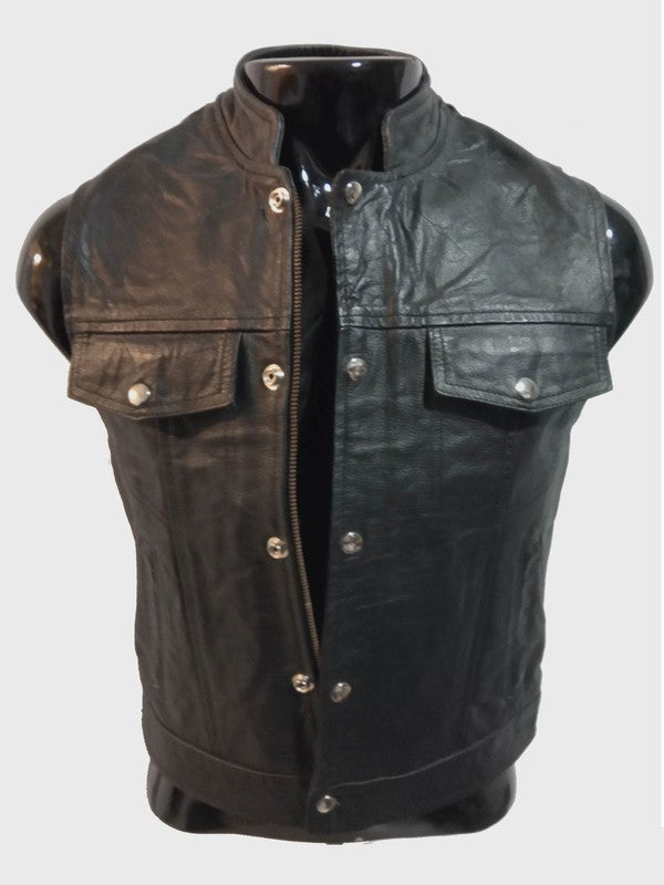 Chaleco piel moto cuello MAO - URA Moto