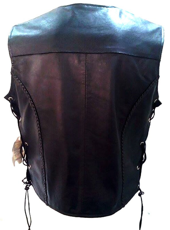 Chaleco Piel Trenza Mujer - URA Moto