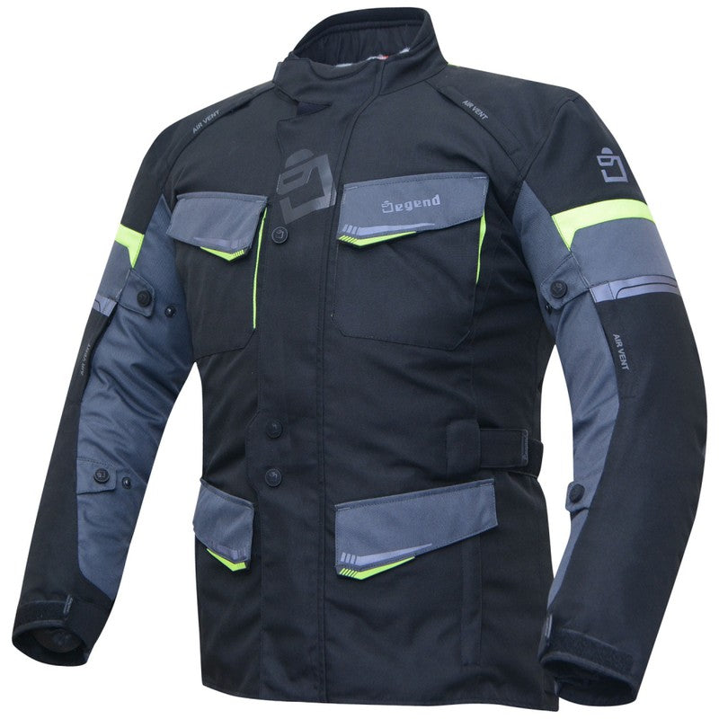 Chaqueta moto hombre Travel Negra-Gris-Fluor Degend - URA Moto