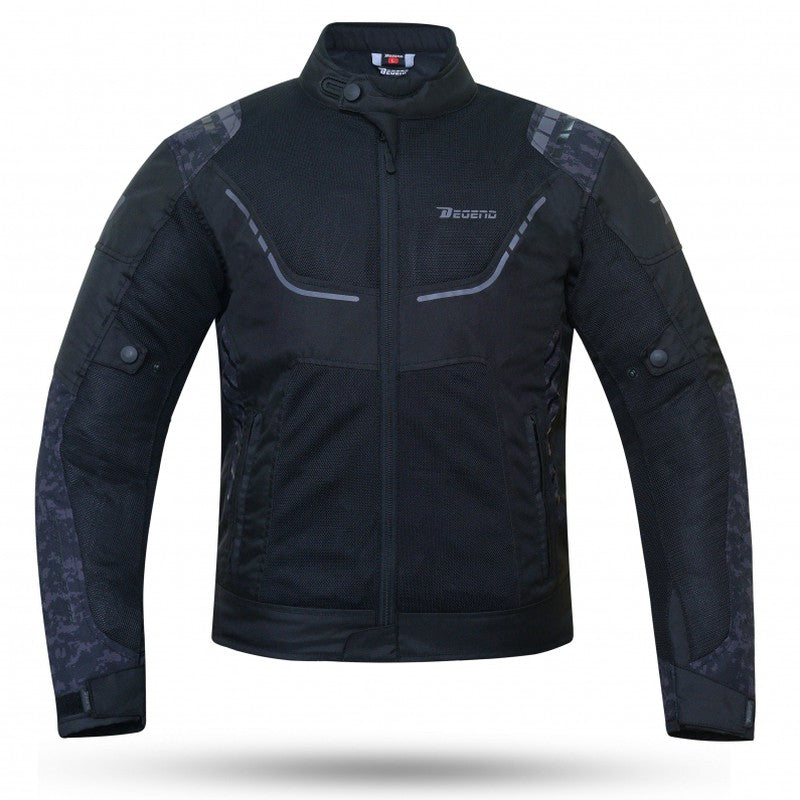 Chaqueta moto verano Breeze Negra-Camuflage - URA Moto