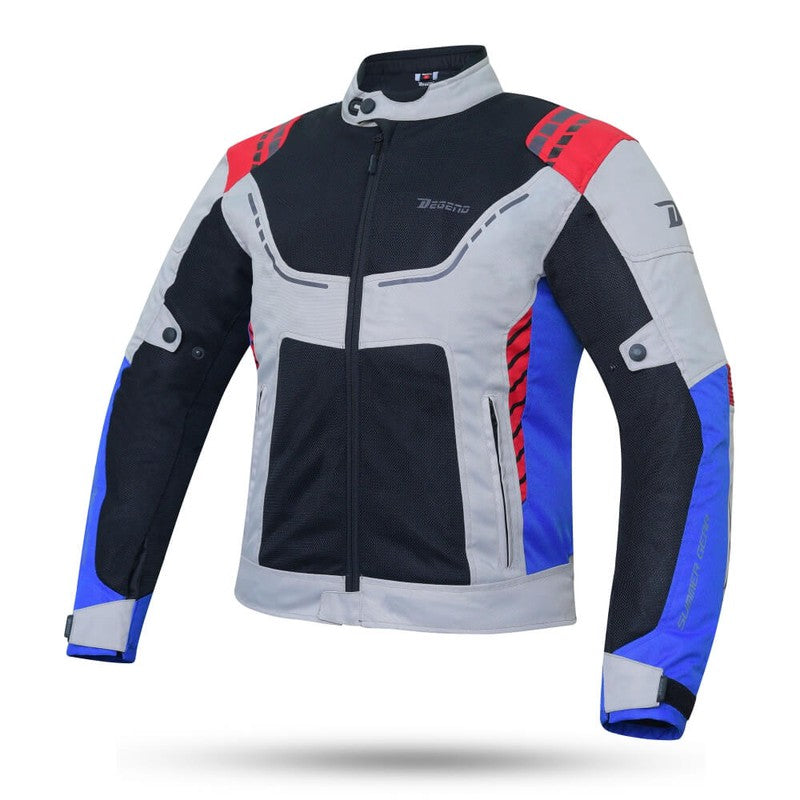 Chaqueta moto verano Degend Breeze Ice-Negro-Rojo-Azul - URA Moto
