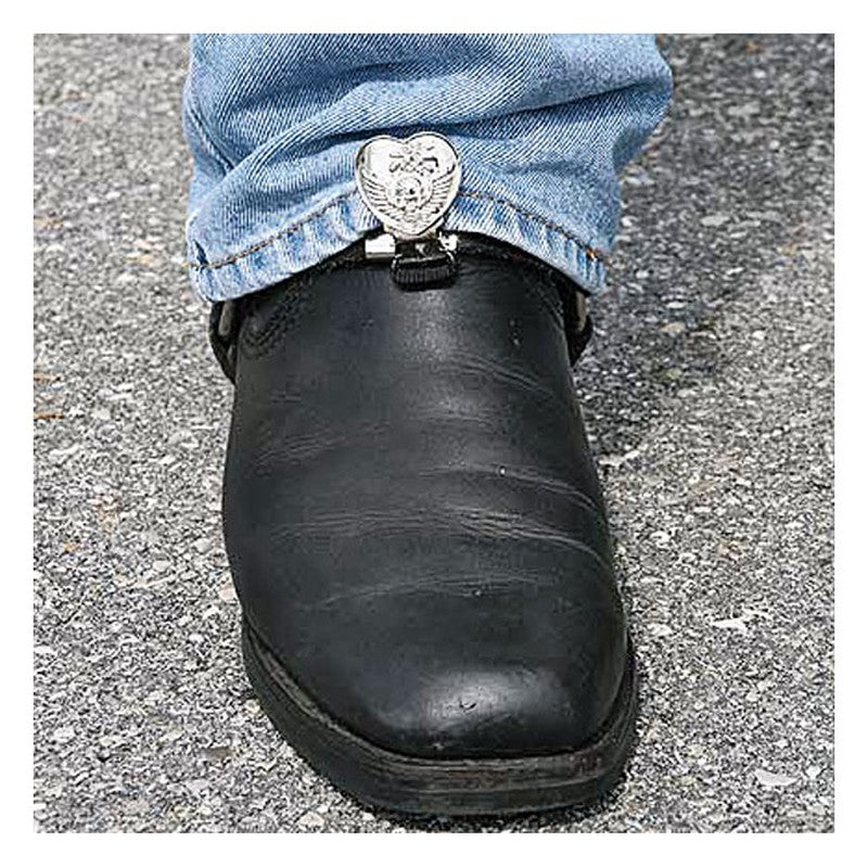 Extensor Bota Pantalón Biker Corazón Cromado - URA Moto