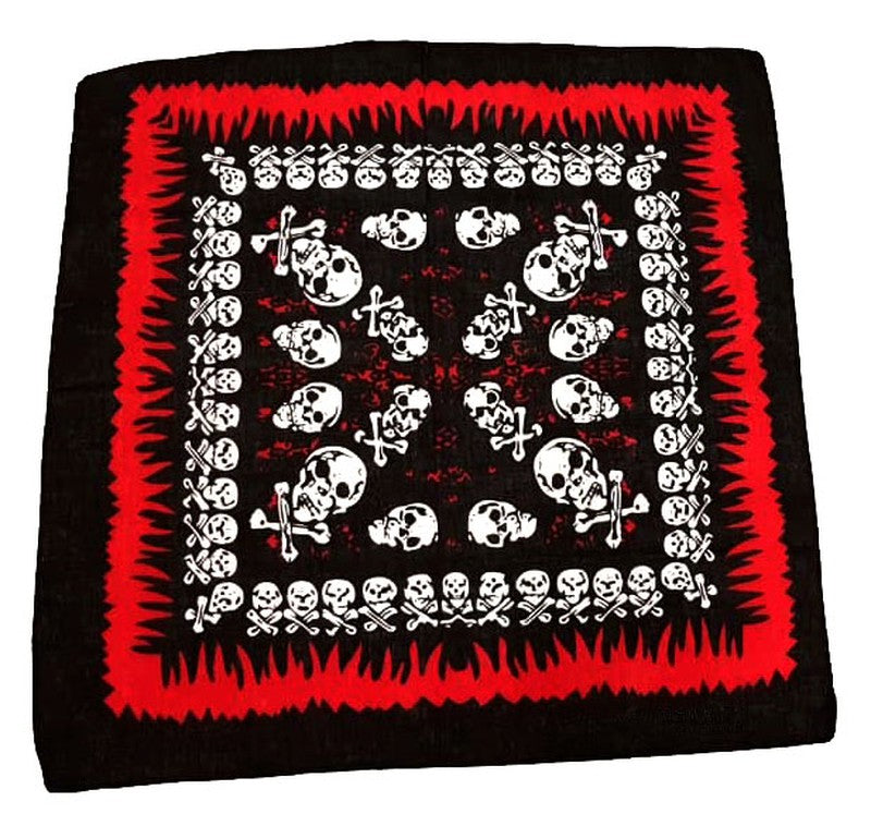 Pañuelo para la cabeza Calavera perfil llamas - URA Moto