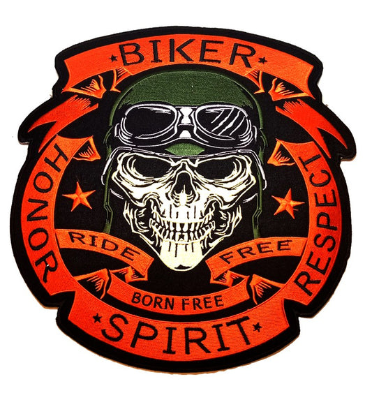 Parche Bordado Calavera Casco Biker Spirit - URA Moto