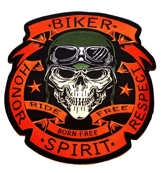 Parche Bordado Calavera Casco Biker Spirit - URA Moto