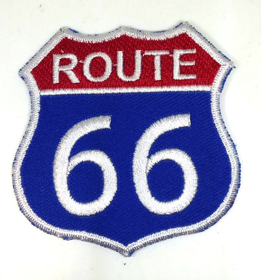 Parche Bordado Carretera Route 66 Azul-Blanca-Roja - URA Moto