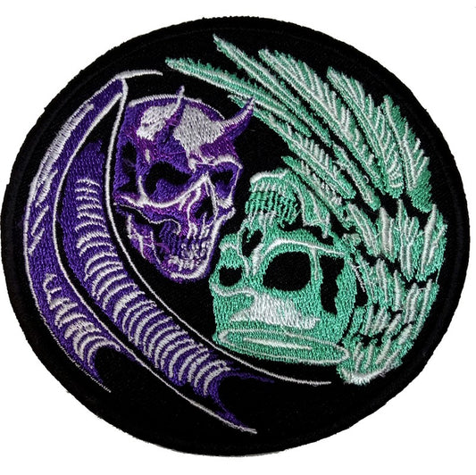 Parche Bordado Yin-Yang Calaveras Angel y Demonio - URA Moto
