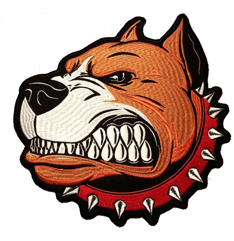 Parche Bordado Pitbull Correa Roja - URA Moto