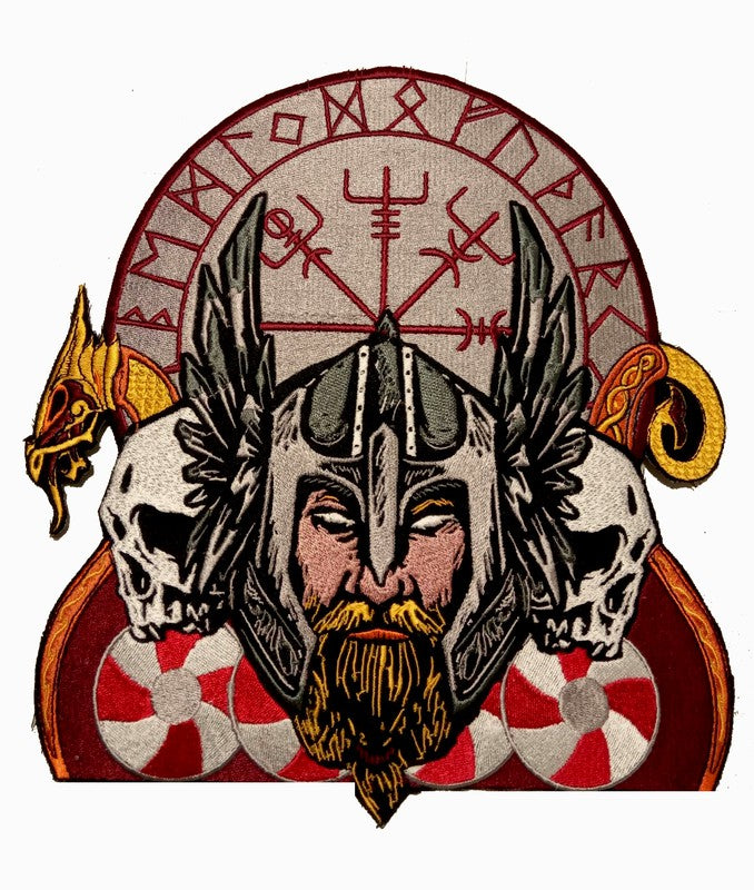 ⨭Parche Bordado Vikingo Drakkar Runas – URA Moto
