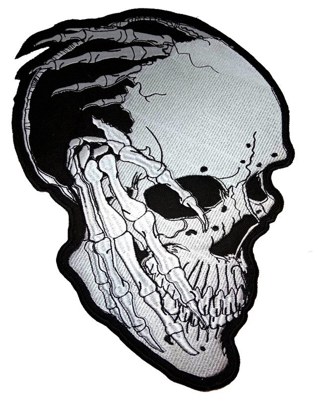 Parche Bordado Calavera Manos Esqueleto - URA Moto