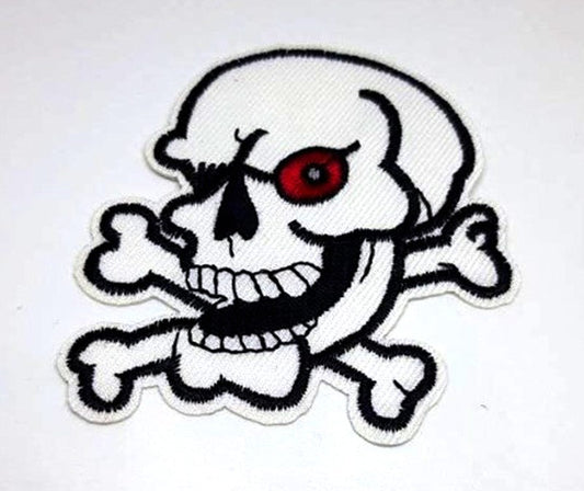 Parche Bordado Calavera Lateral (Ojo Rojo) - URA Moto