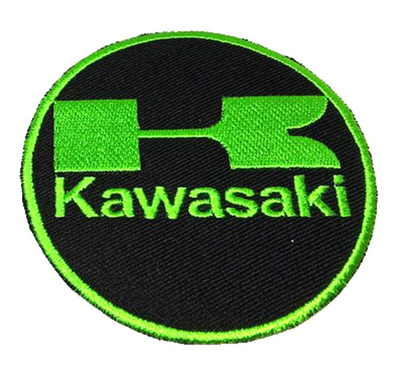 Parche Bordado Marca Moto Kawasaki Verde Redondo - URA Moto