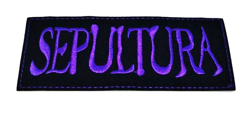 Parche Bordado Grupo Sepultura Lila rectangular - URA Moto