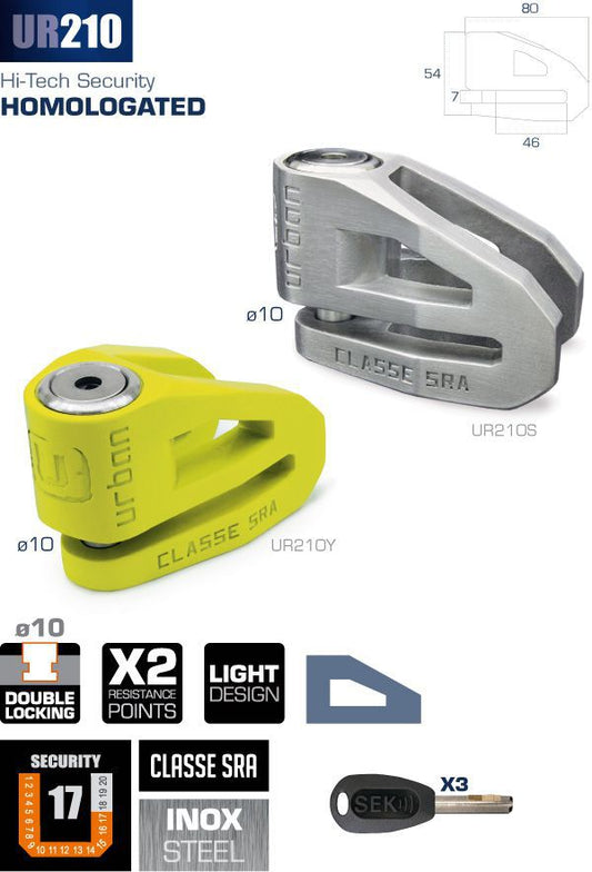 Antirrobo Moto Disco Urban UR210S Amarillo - URA Moto