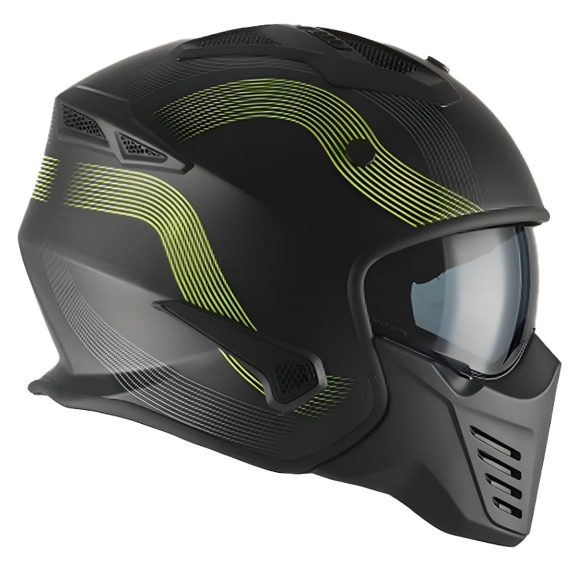Casco Moto Jet/Integral Vito Bruzano Negro/Fluor Mate - URA Moto