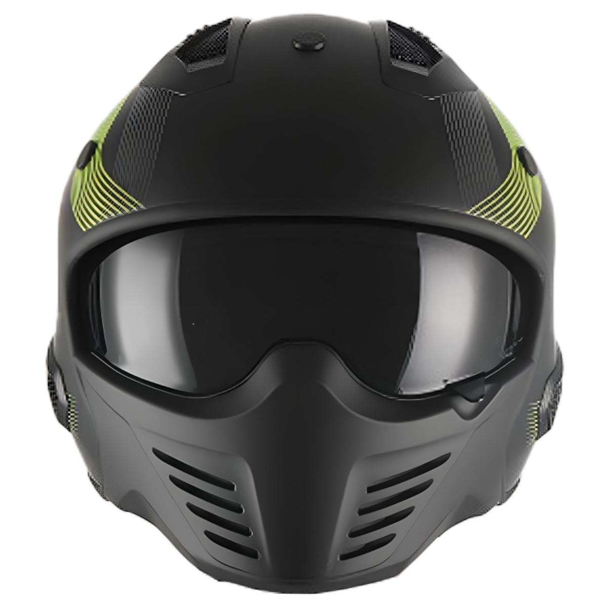 Casco Moto Jet/Integral Vito Bruzano Negro/Fluor Mate - URA Moto