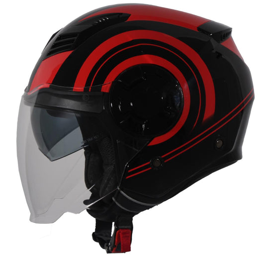 Casco Moto Abierto Jet Vito Isola Negro/Rojo Brillante - URA Moto