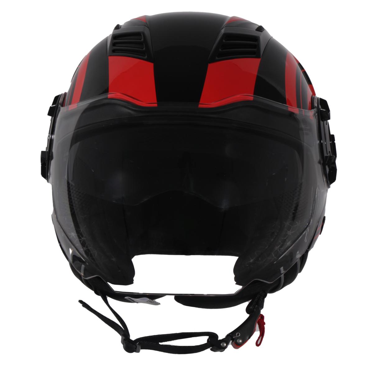 Casco Moto Abierto Jet Vito Isola Negro/Rojo Brillante - URA Moto