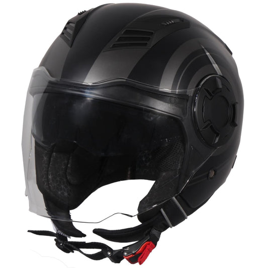 Casco Moto Abierto Jet Vito Isola Negro/Titanium Mate - URA Moto