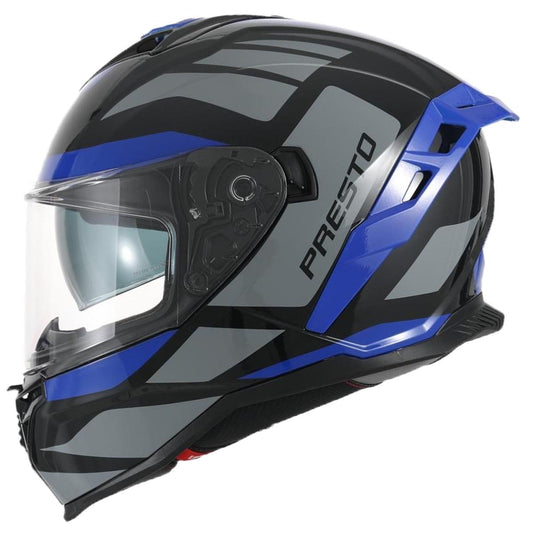 Casco Moto Integral Vito Presto Visera Solar Azul/Negro Brillante - URA Moto