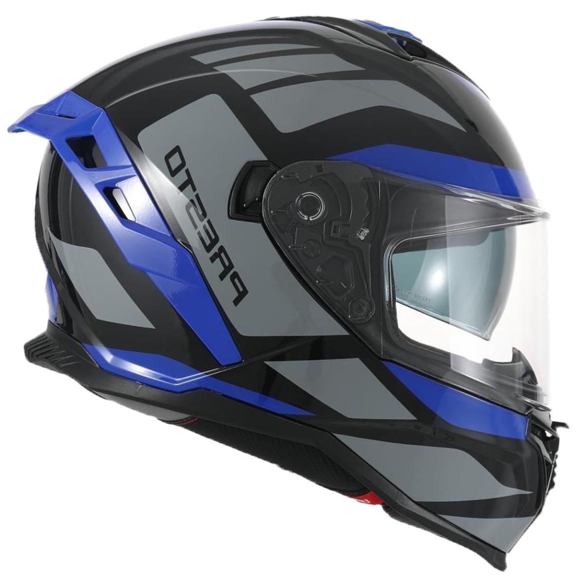 Casco Moto Integral Vito Presto Visera Solar Azul/Negro Brillante - URA Moto