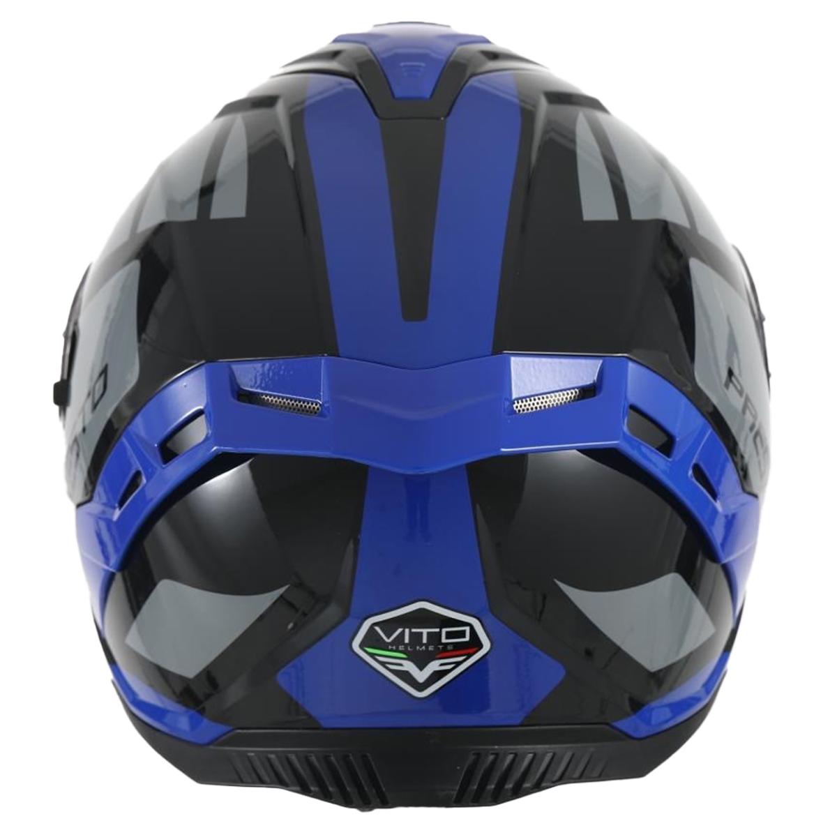 Casco Moto Integral Vito Presto Visera Solar Azul/Negro Brillante - URA Moto