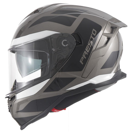 Casco Moto Integral Vito Presto Visera Solar Gris/Negro Brillante - URA Moto