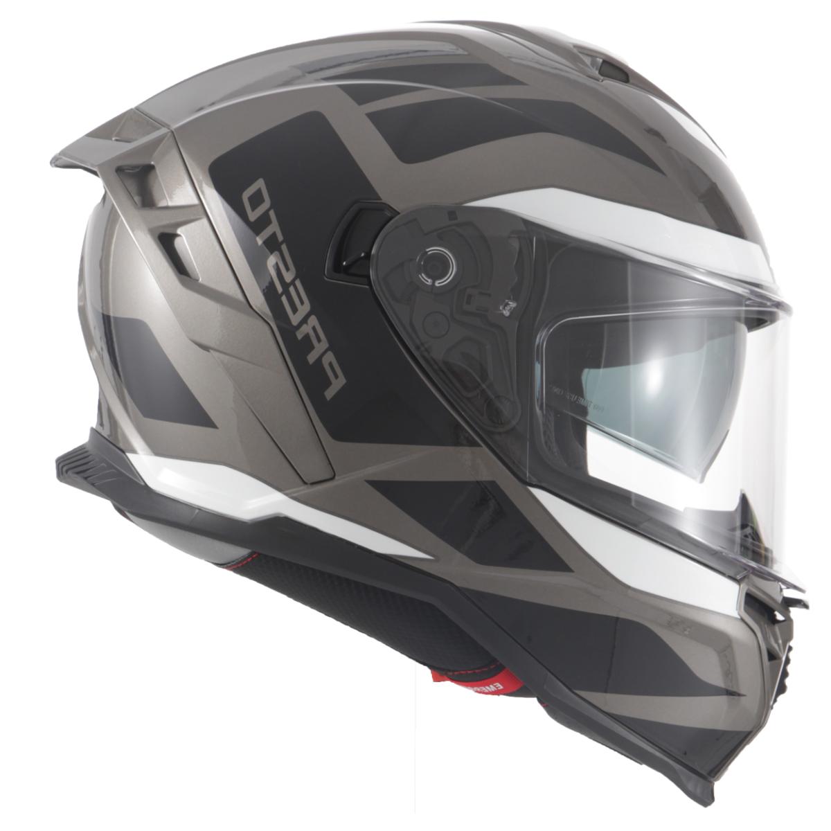 Casco Moto Integral Vito Presto Visera Solar Gris/Negro Brillante - URA Moto