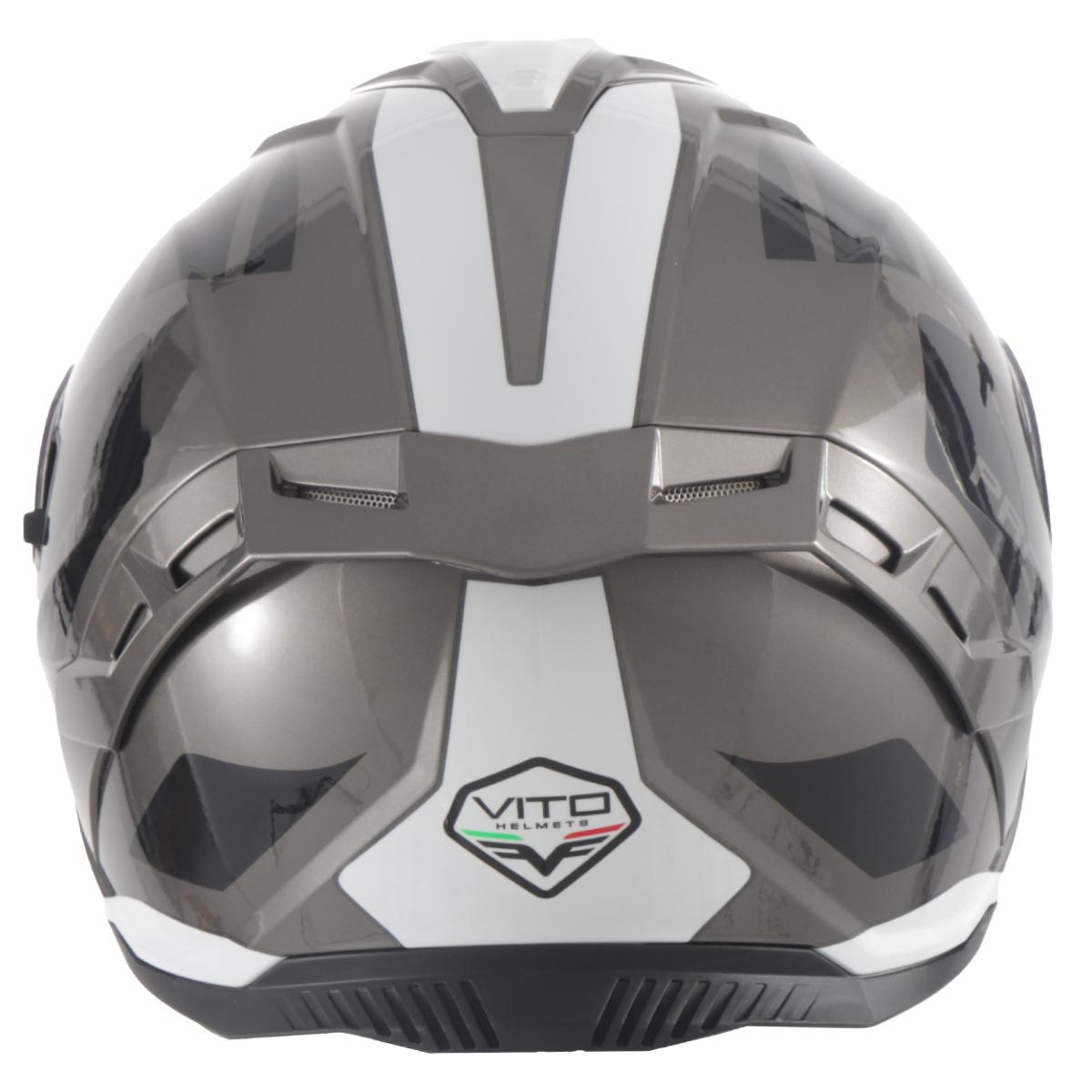 Casco Moto Integral Vito Presto Visera Solar Gris/Negro Brillante - URA Moto