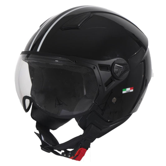 Casco Moto Abierto Jet Vito Moda Negro Brillante/Forro Interior Negro - URA Moto