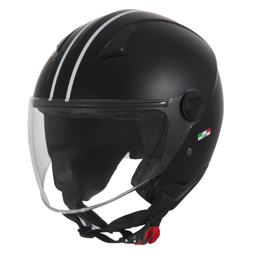 Casco Moto Abierto Jet Vito Moda Infantil Negro Mate - URA Moto