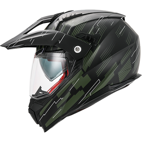 Casco Moto Vito Touring Molino Visera Solar Negro Mate Verde Militar - URA Moto
