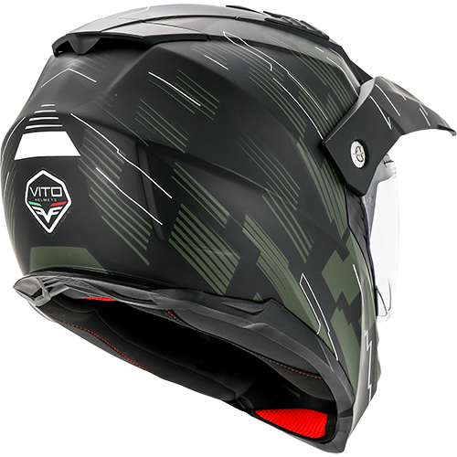 Casco Moto Vito Touring Molino Visera Solar Negro Mate Verde Militar - URA Moto