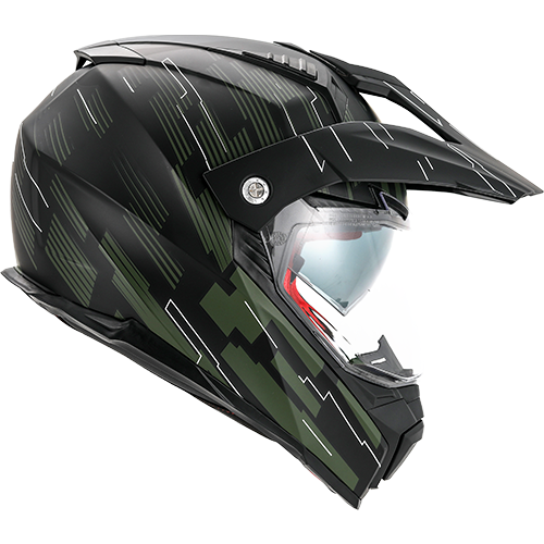 Casco Moto Vito Touring Molino Visera Solar Negro Mate Verde Militar - URA Moto