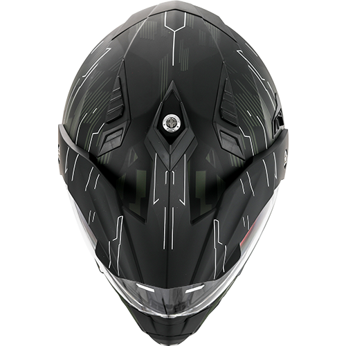 Casco Moto Vito Touring Molino Visera Solar Negro Mate Verde Militar - URA Moto