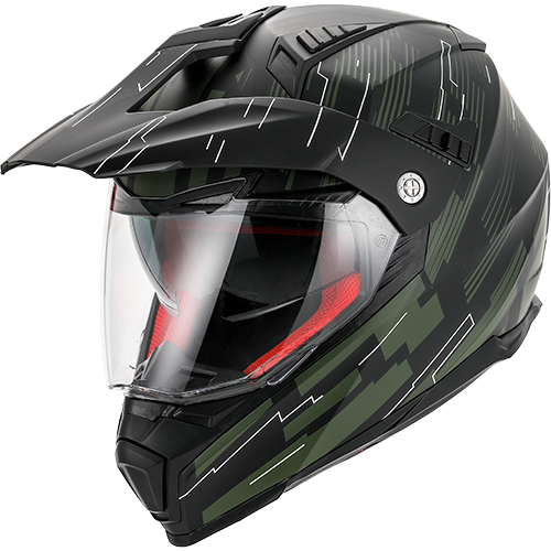 Casco Moto Vito Touring Molino Visera Solar Negro Mate Verde Militar - URA Moto