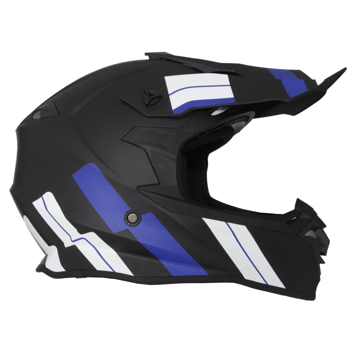 Casco Moto Vito Offroad Tiboli Negro-Azul-Blanco Mate - URA Moto