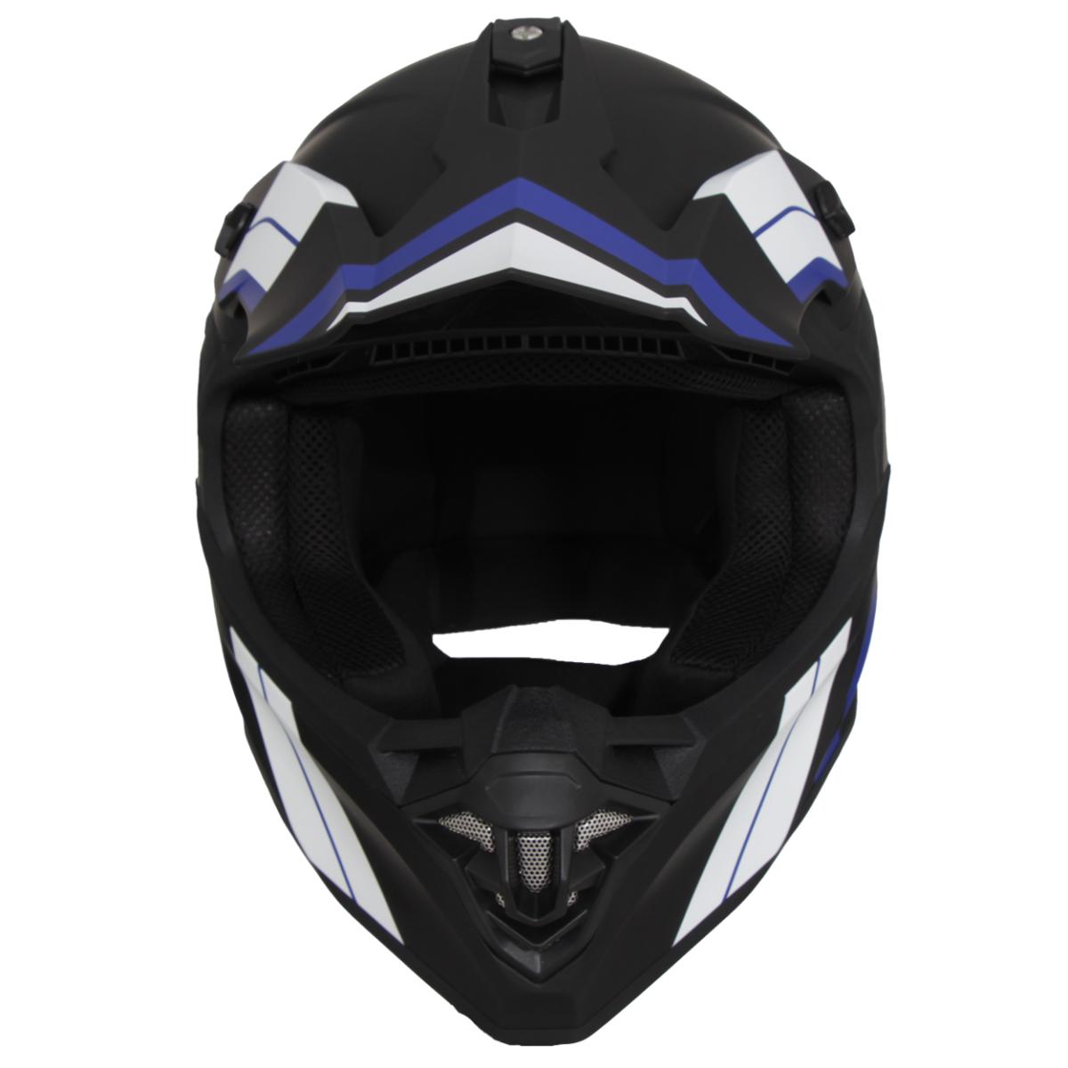Casco Moto Vito Offroad Tiboli Negro-Azul-Blanco Mate - URA Moto