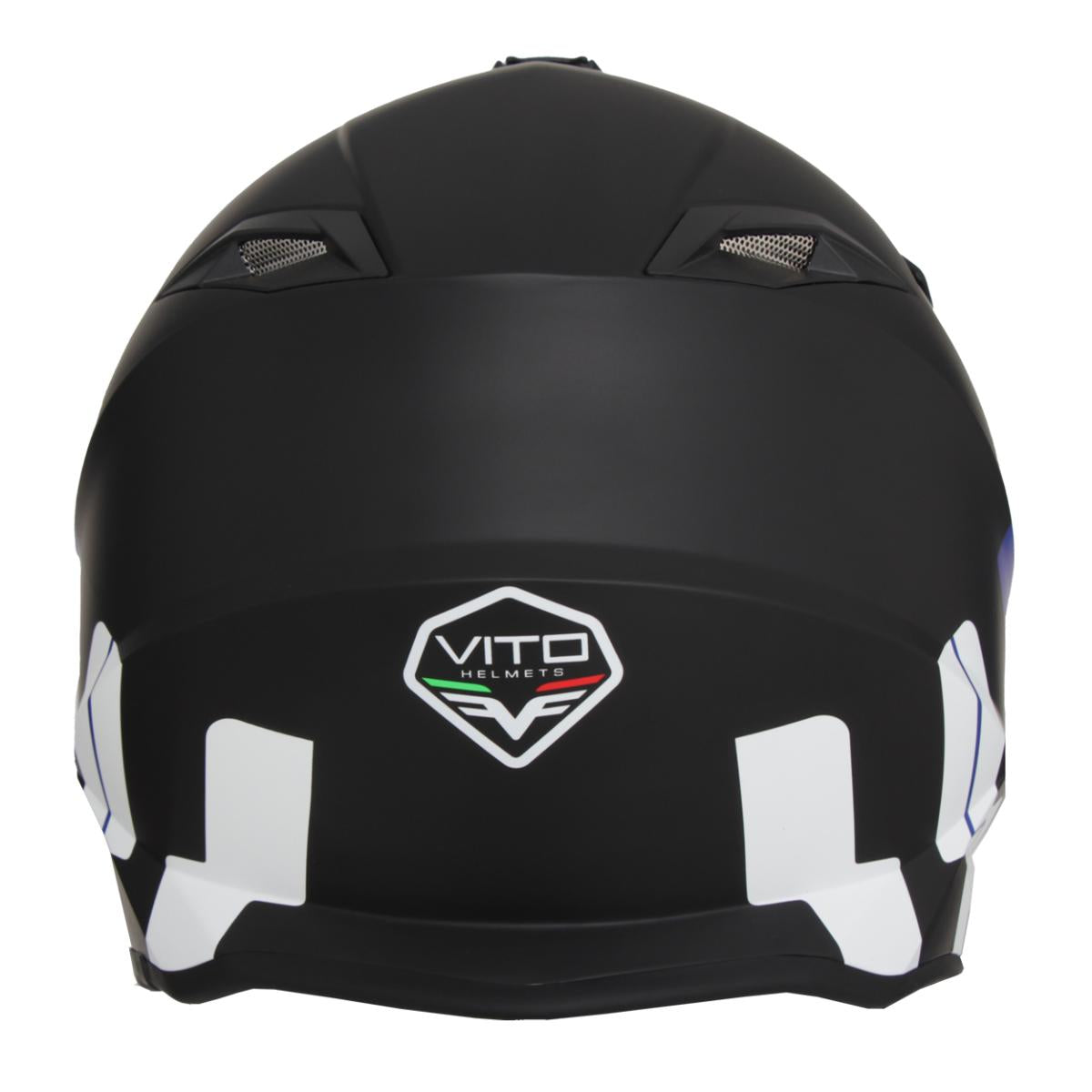 Casco Moto Vito Offroad Tiboli Negro-Azul-Blanco Mate - URA Moto