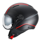 Casco Moto Abierto Jet Vito Labori Doble Visor Negro Rojo
