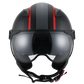 Casco Moto Abierto Jet Vito Labori Doble Visor Negro Rojo