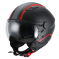 Casco Moto Abierto Jet Vito Labori Doble Visor Negro Rojo