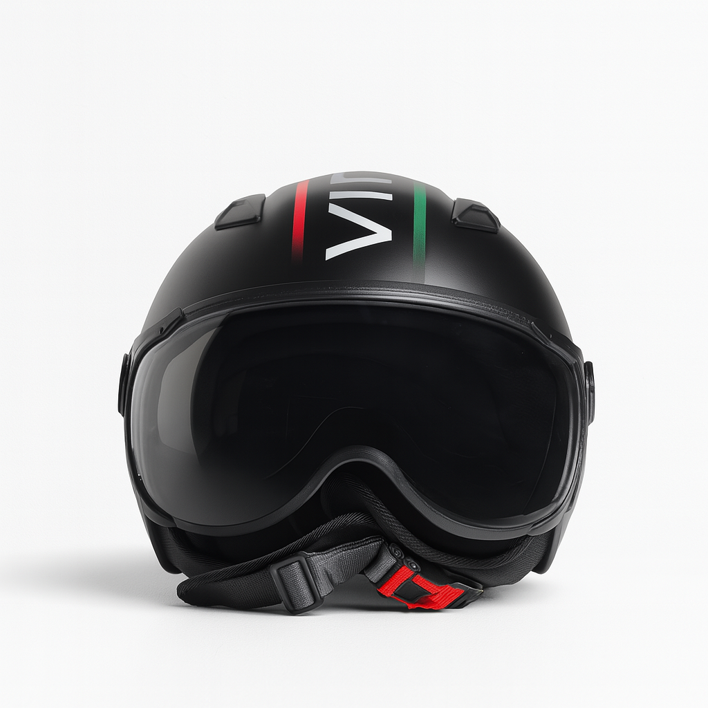 Casco Moto Abierto Jet Vito Lavori Doble Visor Negro Mate Fashion