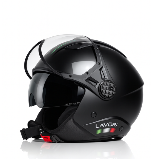 Casco Moto Abierto Jet Vito Lavori Doble Visor Negro Mate Fashion