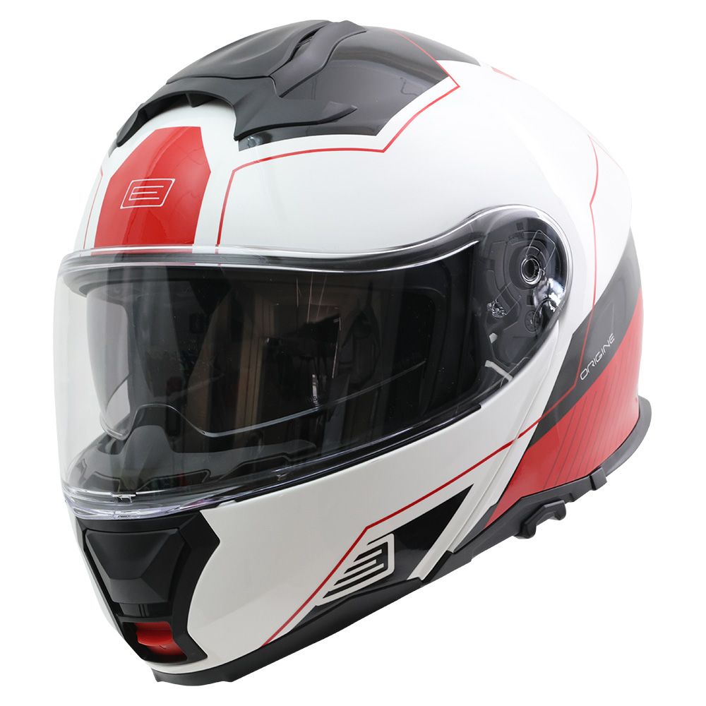 Casco Moto Modular Origine LOGIC LINEAR FLUO RED RED WHITE GLOSS (ECE22.06) - URA Moto