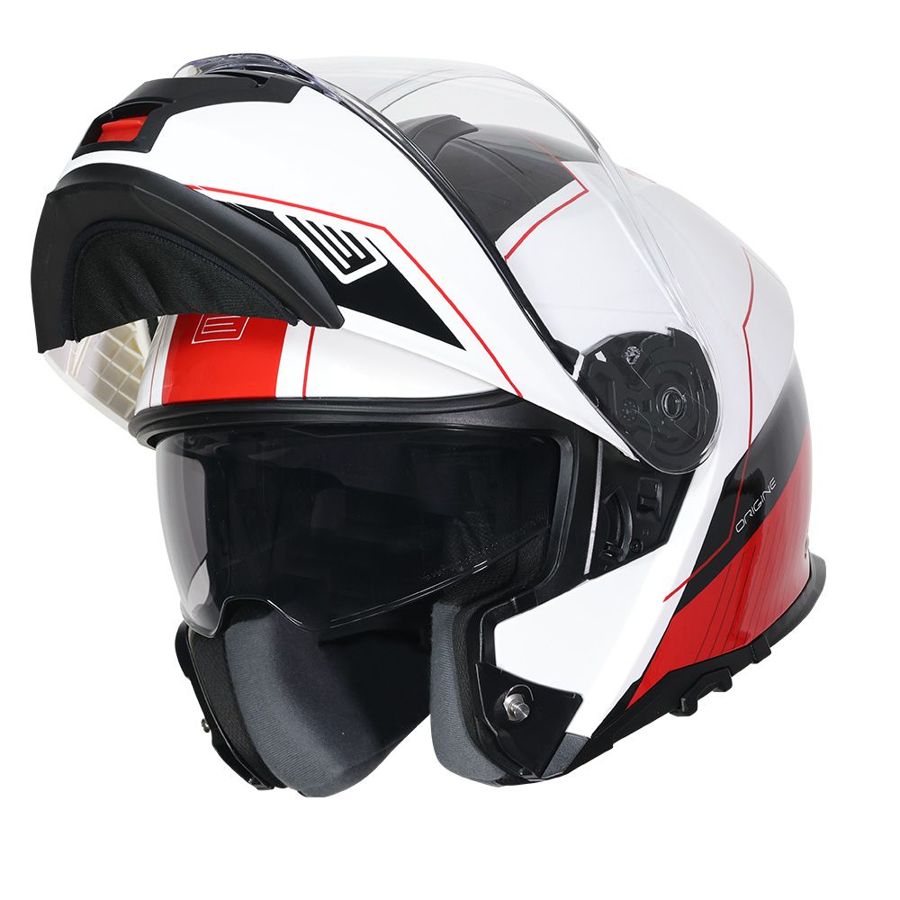 Casco Moto Modular Origine LOGIC LINEAR FLUO RED RED WHITE GLOSS (ECE22.06) - URA Moto