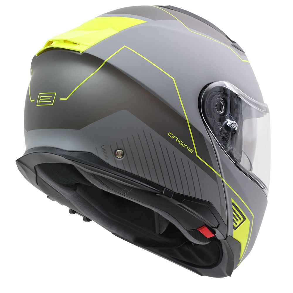 Casco Moto Modular Origine LOGIC LINEAR FLUO YELLOW GREY MATT (ECE22.06) - URA Moto