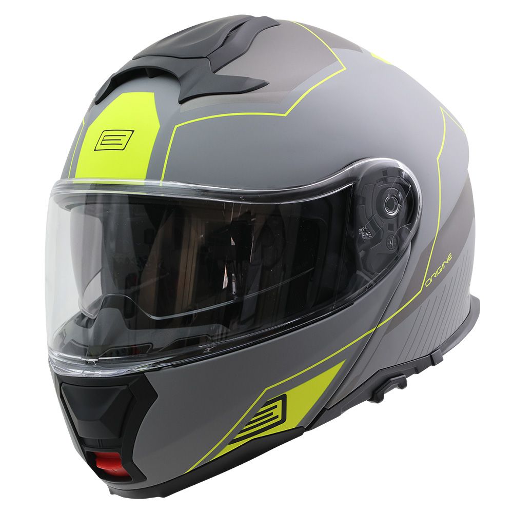 Casco Moto Modular Origine LOGIC LINEAR FLUO YELLOW GREY MATT (ECE22.06) - URA Moto