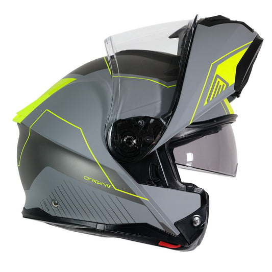 Casco Moto Modular Origine LOGIC LINEAR FLUO YELLOW GREY MATT (ECE22.06) - URA Moto