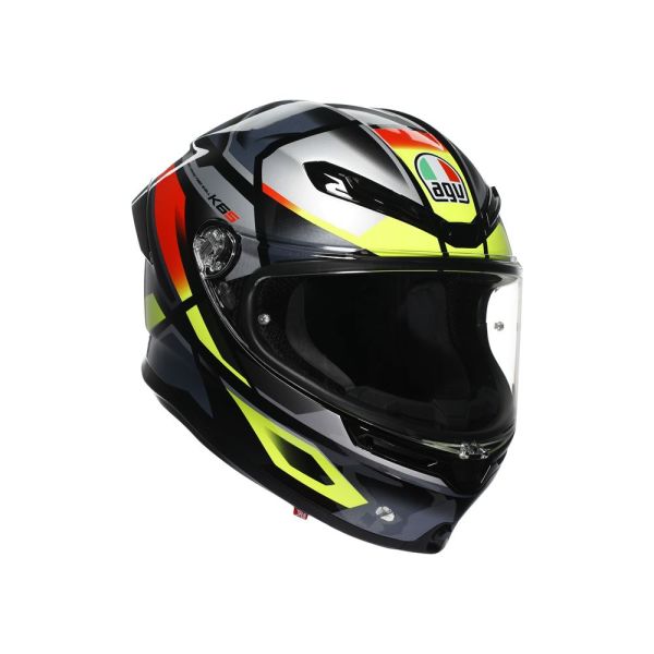 CASCO AGV K6 S AGV E2206 MPLK ERAZER BLACK/RED/YELLOW FLUO - URA Moto